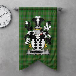 ScotsTee Shop Irish Brounker Clan Coat of Arms Irish Tartan Gonfalon Flag