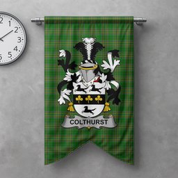 ScotsTee Shop Irish Colthurst Clan Coat of Arms Irish Tartan Gonfalon Flag
