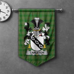 ScotsTee Shop Irish Carleton Clan Coat of Arms Irish Tartan Gonfalon Flag