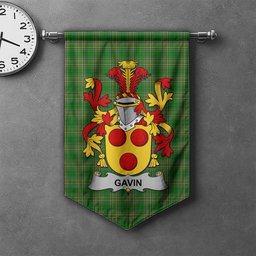 ScotsTee Shop Irish Gavin or O'Gavan Clan Coat of Arms Irish Tartan Gonfalon Flag