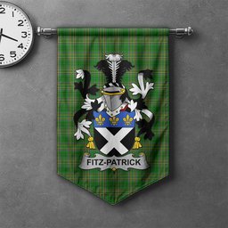 ScotsTee Shop Irish Fitz-Patrick Clan Coat of Arms Irish Tartan Gonfalon Flag