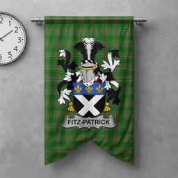ScotsTee Shop Irish Fitz-Patrick Clan Coat of Arms Irish Tartan Gonfalon Flag