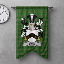 ScotsTee Shop Irish Eyre Clan Coat of Arms Irish Tartan Gonfalon Flag