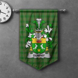 ScotsTee Shop Irish Dunphy (Middle Temple - Burke_s) Clan Coat of Arms Irish Tartan Gonfalon Flag