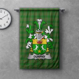 ScotsTee Shop Irish Dunphy (Middle Temple - Burke_s) Clan Coat of Arms Irish Tartan Gonfalon Flag