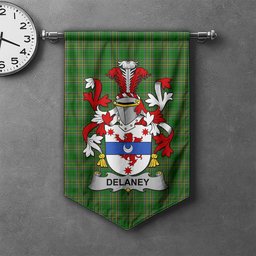 ScotsTee Shop Irish Delaney or O'Delany Clan Coat of Arms Irish Tartan Gonfalon Flag