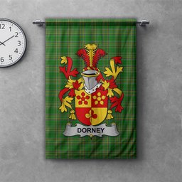 ScotsTee Shop Irish Dorney or O'Dorney Clan Coat of Arms Irish Tartan Gonfalon Flag
