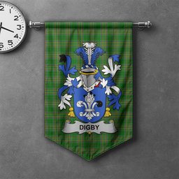 ScotsTee Shop Irish Digby Clan Coat of Arms Irish Tartan Gonfalon Flag