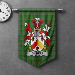 ScotsTee Shop Irish Gilbert Clan Coat of Arms Irish Tartan Gonfalon Flag