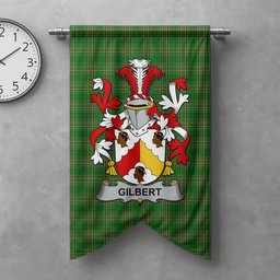 ScotsTee Shop Irish Gilbert Clan Coat of Arms Irish Tartan Gonfalon Flag