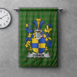 ScotsTee Shop Irish Cusack Clan Coat of Arms Irish Tartan Gonfalon Flag