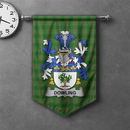 ScotsTee Shop Irish Dowling or O'Dowling Clan Coat of Arms Irish Tartan Gonfalon Flag