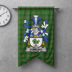 ScotsTee Shop Irish Dowling or O'Dowling Clan Coat of Arms Irish Tartan Gonfalon Flag