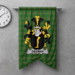 ScotsTee Shop Irish Gillman Clan Coat of Arms Irish Tartan Gonfalon Flag