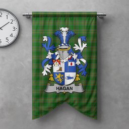 ScotsTee Shop Irish Hagan or O'Hagan Clan Coat of Arms Irish Tartan Gonfalon Flag