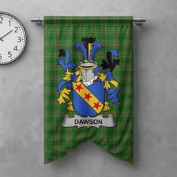 ScotsTee Shop Irish Dawson Clan Coat of Arms Irish Tartan Gonfalon Flag
