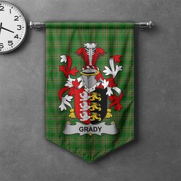 ScotsTee Shop Irish Grady or O'Grady Clan Coat of Arms Irish Tartan Gonfalon Flag