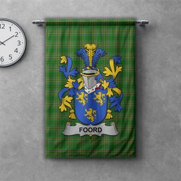 ScotsTee Shop Irish Foord Clan Coat of Arms Irish Tartan Gonfalon Flag
