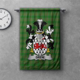 ScotsTee Shop Irish Drew Clan Coat of Arms Irish Tartan Gonfalon Flag
