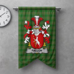 ScotsTee Shop Irish Fallon or O'Fallon Clan Coat of Arms Irish Tartan Gonfalon Flag