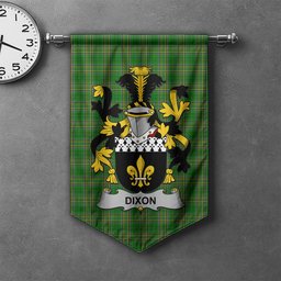 ScotsTee Shop Irish Dixon Clan Coat of Arms Irish Tartan Gonfalon Flag