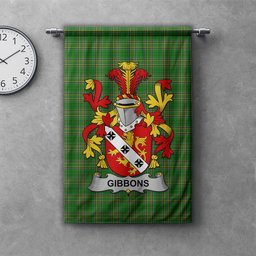 ScotsTee Shop Irish Gibbons or McGibbons Clan Coat of Arms Irish Tartan Gonfalon Flag