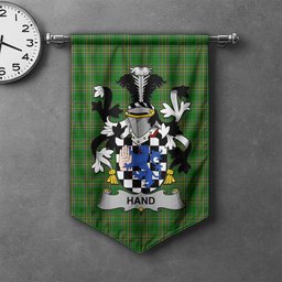 ScotsTee Shop Irish Hand or McClave Clan Coat of Arms Irish Tartan Gonfalon Flag