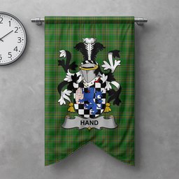 ScotsTee Shop Irish Hand or McClave Clan Coat of Arms Irish Tartan Gonfalon Flag