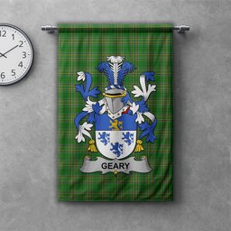 ScotsTee Shop Irish Geary or O'Geary Clan Coat of Arms Irish Tartan Gonfalon Flag