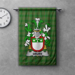 ScotsTee Shop Irish Drury or McDrury Clan Coat of Arms Irish Tartan Gonfalon Flag