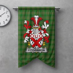 ScotsTee Shop Irish Fitz-Gibbon Clan Coat of Arms Irish Tartan Gonfalon Flag