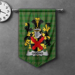 ScotsTee Shop Irish Giggins Clan Coat of Arms Irish Tartan Gonfalon Flag