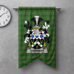 ScotsTee Shop Irish Goodman Clan Coat of Arms Irish Tartan Gonfalon Flag