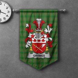 ScotsTee Shop Irish Grymes Clan Coat of Arms Irish Tartan Gonfalon Flag