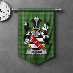 ScotsTee Shop Irish Hadsor Clan Coat of Arms Irish Tartan Gonfalon Flag