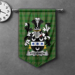 ScotsTee Shop Irish Fitz-Simon Clan Coat of Arms Irish Tartan Gonfalon Flag