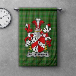 ScotsTee Shop Irish Fitz-Stephens Clan Coat of Arms Irish Tartan Gonfalon Flag