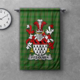 ScotsTee Shop Irish Fitz-Oliver Clan Coat of Arms Irish Tartan Gonfalon Flag