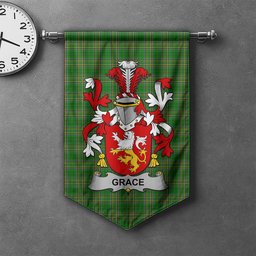 ScotsTee Shop Irish Grace Clan Coat of Arms Irish Tartan Gonfalon Flag