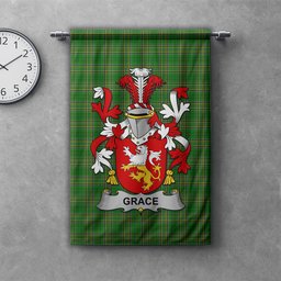 ScotsTee Shop Irish Grace Clan Coat of Arms Irish Tartan Gonfalon Flag