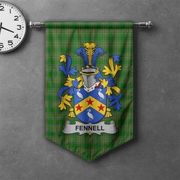 ScotsTee Shop Irish Fennell or O'Fennell Clan Coat of Arms Irish Tartan Gonfalon Flag