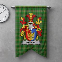 ScotsTee Shop Irish Graves or Greaves Clan Coat of Arms Irish Tartan Gonfalon Flag