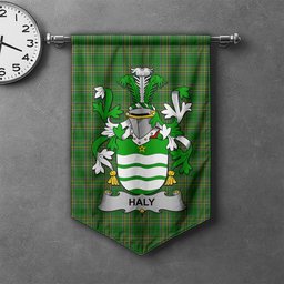 ScotsTee Shop Irish Haly Clan Coat of Arms Irish Tartan Gonfalon Flag