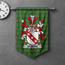 ScotsTee Shop Irish Gilmore Clan Coat of Arms Irish Tartan Gonfalon Flag