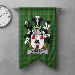 ScotsTee Shop Irish Godfrey (of Bushfield) Clan Coat of Arms Irish Tartan Gonfalon Flag