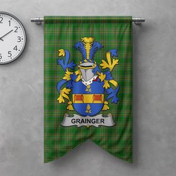 ScotsTee Shop Irish Grainger Clan Coat of Arms Irish Tartan Gonfalon Flag