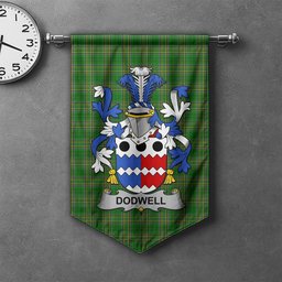 ScotsTee Shop Irish Dodwell Clan Coat of Arms Irish Tartan Gonfalon Flag