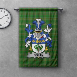 ScotsTee Shop Irish Dolan or O'Dolan Clan Coat of Arms Irish Tartan Gonfalon Flag