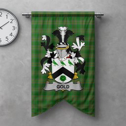 ScotsTee Shop Irish Gold Clan Coat of Arms Irish Tartan Gonfalon Flag