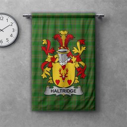 ScotsTee Shop Irish Haltridge Clan Coat of Arms Irish Tartan Gonfalon Flag